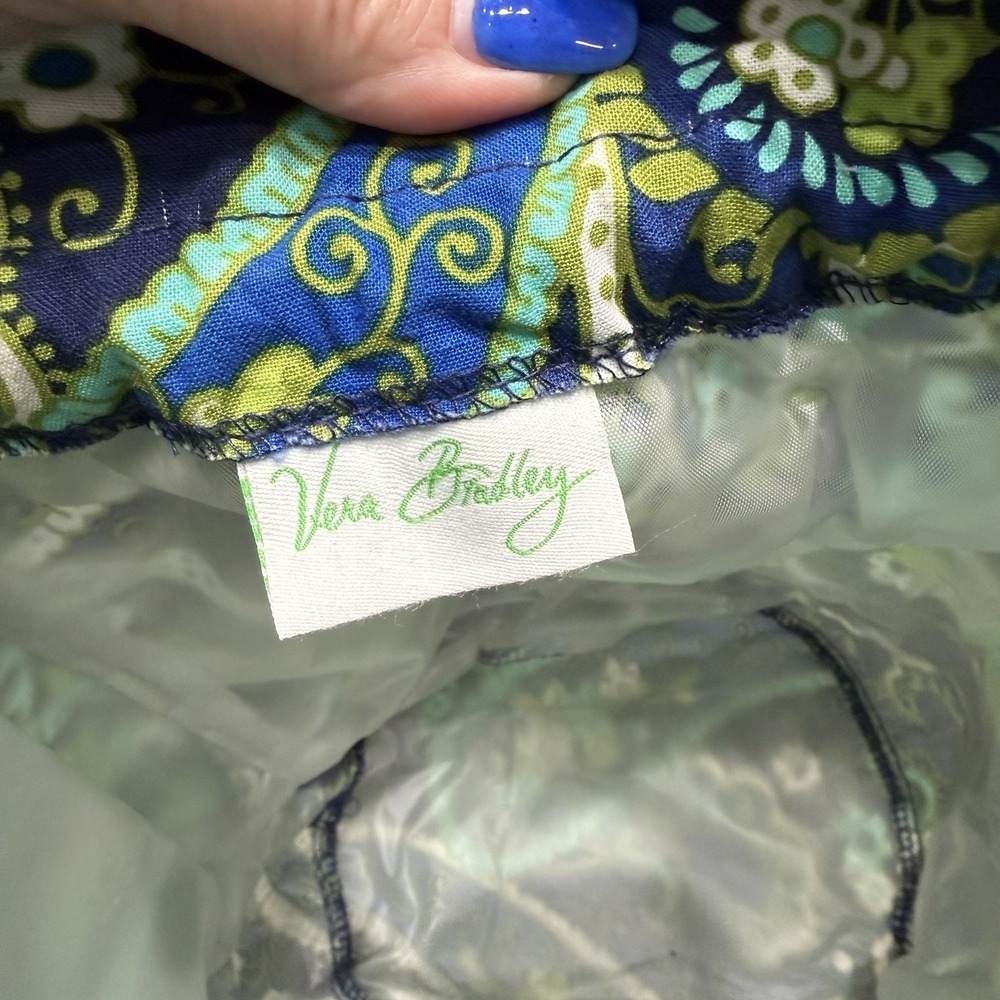 Vera Bradley Rhythm & Blues Drawstring Ditty Bag Water Resistant Lined Beach Bag - Picture 5 of 7